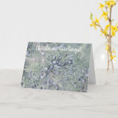 ブルーベリ霜の降りたーズクリスマスホリデーカード カード (黄色い花)