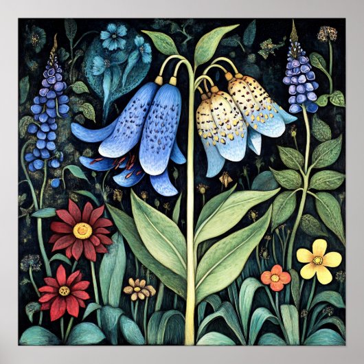 ブルーベルお洒落ズ絵を描アートプリント ポスター (正面)