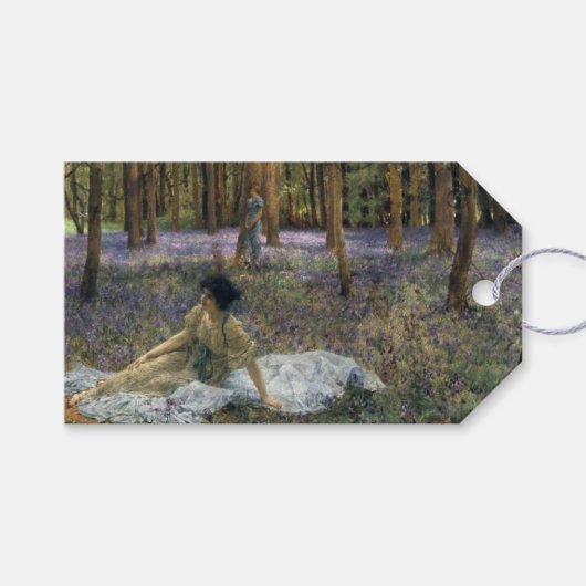 ブルーベルが咲く森の中の女性 ギフトタグ (正面(横))