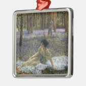 ブルーベルが咲く森の中の女性 メタルオーナメント (左)