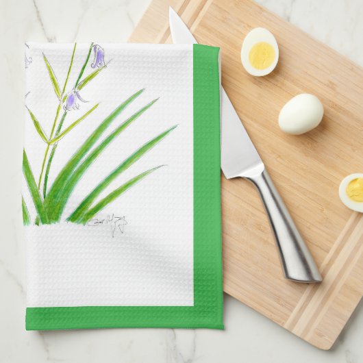 ブルーベルとスティッチウォートのエプロン キッチンタオル (四つ折り)