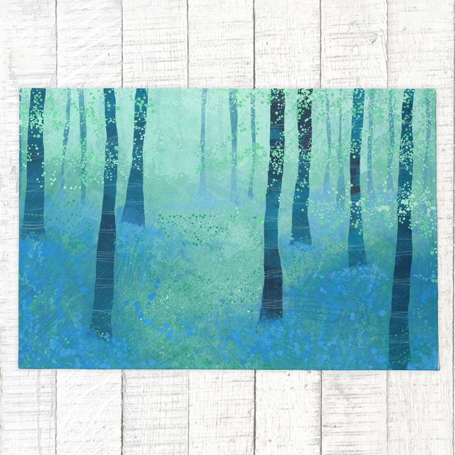 ブルーベルウッズ春風景 ドアマット (Bluebell woodland forest landscape art doormat)