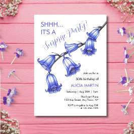 ブルーベルエレガントフラワーブロッサムサプライズ誕生日 招待状