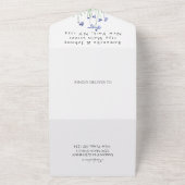 ブルーベルズウォーターカラーブルーフローラRSVP 結婚's オールインワン招待状 (外側)