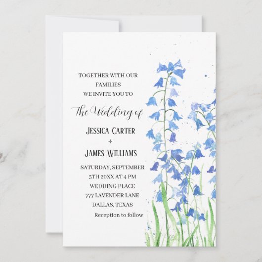 ブルーベルズウォーター結婚カラーフローラ 招待状 (正面)