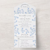 ブルーベルズブルーフローラウォーターカラー結婚自然 オールインワン招待状 (内側)