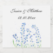 ブルーベルズブルーフローラウォーターカラー結婚自然 リキュールボトルラベル (シングルラベル)