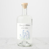 ブルーベルズブルーフローラウォーターカラー結婚自然 リキュールボトルラベル (正面)