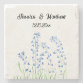 ブルーベルズブルーフローラウォーターカラー自然結婚式 ストーンコースター (正面)