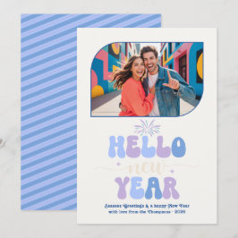 ブルーベルドリーム こんにちは新年 ブルーレトロ写真 シーズンカード