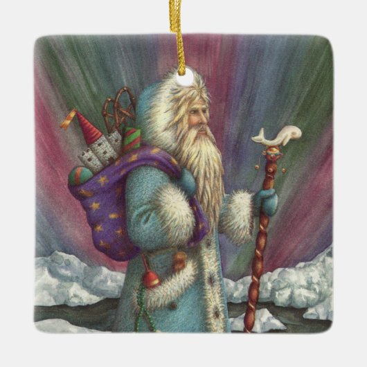 ブルーベルニックル、ノーザンライト&ペンギン セラミックオーナメント (正面)