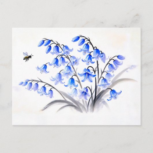 ブルーベルフラワーアジア絵を描インク シーズンポストカード (正面)