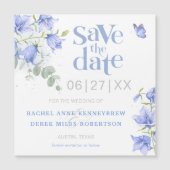 ブルーベルフラワーウェディング日付マグネットカードを保存 (正面)