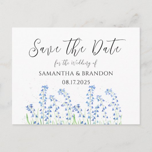 ブルーベルフラワーズブルーフローラ春の結婚式 ポストカード (正面)