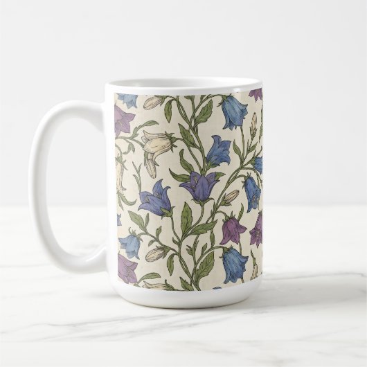ブルーベルフラワーパターン - 美しい植物の花 コーヒーマグカップ (左)