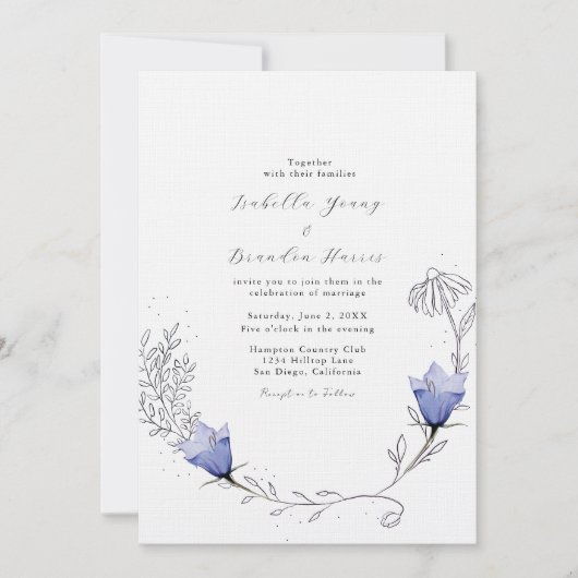 ブルーベルフラワー結婚ズ 招待状 (正面)