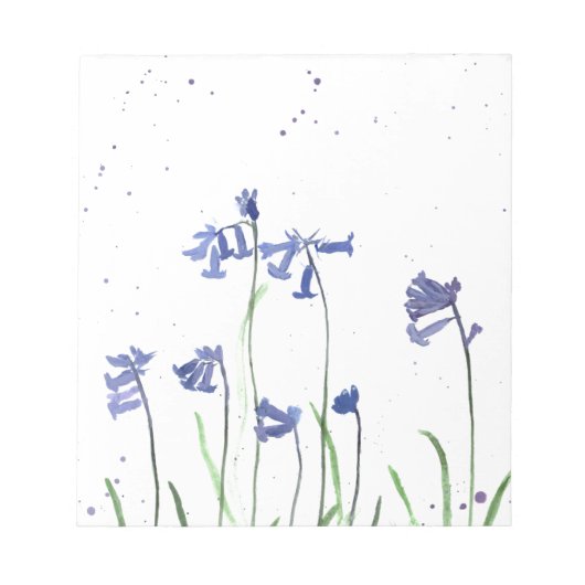ブルーベル水彩青フローラ自然林 ノートパッド (正面)