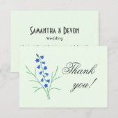 ブルーベル淡い色のイエロー結婚ズサンキューカード サンキューカード (正面/裏面)