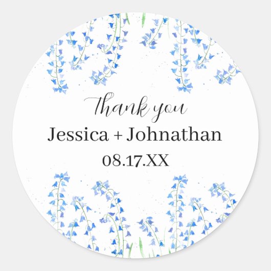 ブルーベル素朴ブルーフローラありがとう ラウンドシール (正面)