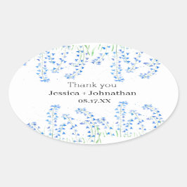 ブルーベル素朴ブルーフローラありがとう 楕円形シール