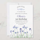 ブルーベル1st第1誕生日ガールブルーフローラ 招待状 (正面)