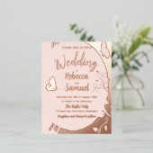 ブルーベル&蝶フォイル結婚式招待状 箔招待状ポストカード (立ち正面)