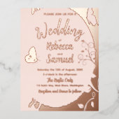 ブルーベル&蝶フォイル結婚式招待状 箔招待状ポストカード (正面)