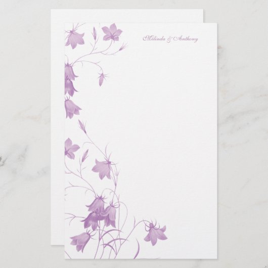 ブルーベル – Violet 5.5 x 8.5ひな形 便箋 (正面/裏面)