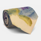 ブルーベージュとオリーブグリーンの花が咲いた ネクタイ (ロール)