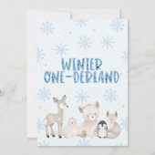 ブルーベージュウィンターオネダーランド誕生日招待状 招待状 (裏面)