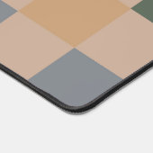 ブルーベージュオレンジブラウン市松模様にジンガムパターン デスクマット (コーナー)