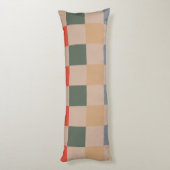 ブルーベージュオレンジブラウン市松模様にジンガムパターン ボディピロー (裏面 (縦))