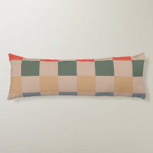 ブルーベージュオレンジブラウン市松模様にジンガムパターン