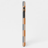 ブルーベージュオレンジブラウン市松模様にジンガムパターン iPhoneケース (左側)