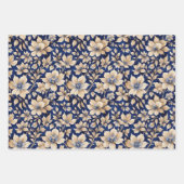 ブルーベージュグリーンチノワセリートイレフローラ誕生日 ラッピングペーパーシート (正面2)