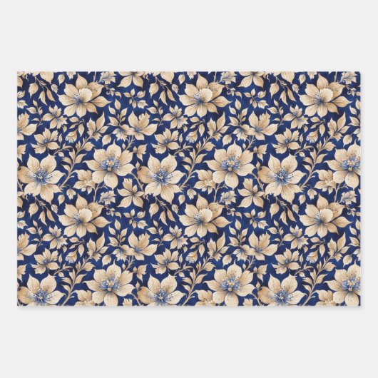 ブルーベージュグリーンチノワセリートイレフローラ誕生日 ラッピングペーパーシート (正面2)