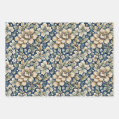 ブルーベージュグリーンチノワセリートイレフローラ誕生日 ラッピングペーパーシート (正面)