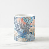 ブルーベージュコーラル海洋生物海アート コーヒーマグカップ (中央)