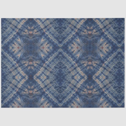 ブルーベージュスクウェア絞り染めパタ伝統的ーン 薄葉紙 (正面)