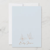 ブルーベージュフローラバタフライキスベビーシャワー 招待状 (裏面)