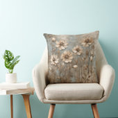 ブルーベージュフローラ装飾 クッション (椅子)