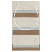 ブルーベージュブラウンソフト水玉模様レトロ背景 スモールペーパーバッグ (裏面)