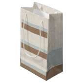 ブルーベージュブラウンソフト水玉模様レトロ背景 スモールペーパーバッグ (正面アングル)