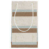 ブルーベージュブラウンソフト水玉模様レトロ背景 スモールペーパーバッグ (正面)