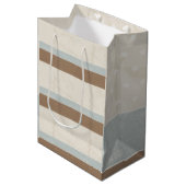 ブルーベージュブラウンソフト水玉模様レトロ背景 ミディアムペーパーバッグ (正面アングル)