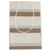 ブルーベージュブラウンソフト水玉模様レトロ背景 ミディアムペーパーバッグ (正面)