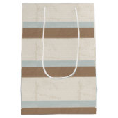 ブルーベージュブラウンソフト水玉模様レトロ背景 ミディアムペーパーバッグ (裏面)