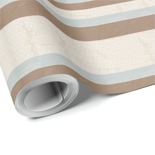 ブルーベージュブラウンソフト水玉模様レトロ背景 ラッピングペーパー (ロールコーナー)