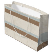 ブルーベージュブラウンソフト水玉模様レトロ背景 ラージペーパーバッグ (裏面アングル)