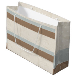 ブルーベージュブラウンソフト水玉模様レトロ背景 ラージペーパーバッグ